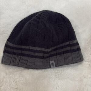 The North Face Hat Unisex One Size Black Gray Knit Beanie Fleece Lined Winter